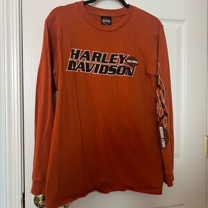 Orange Harley Davidson Long Sleeve Tee